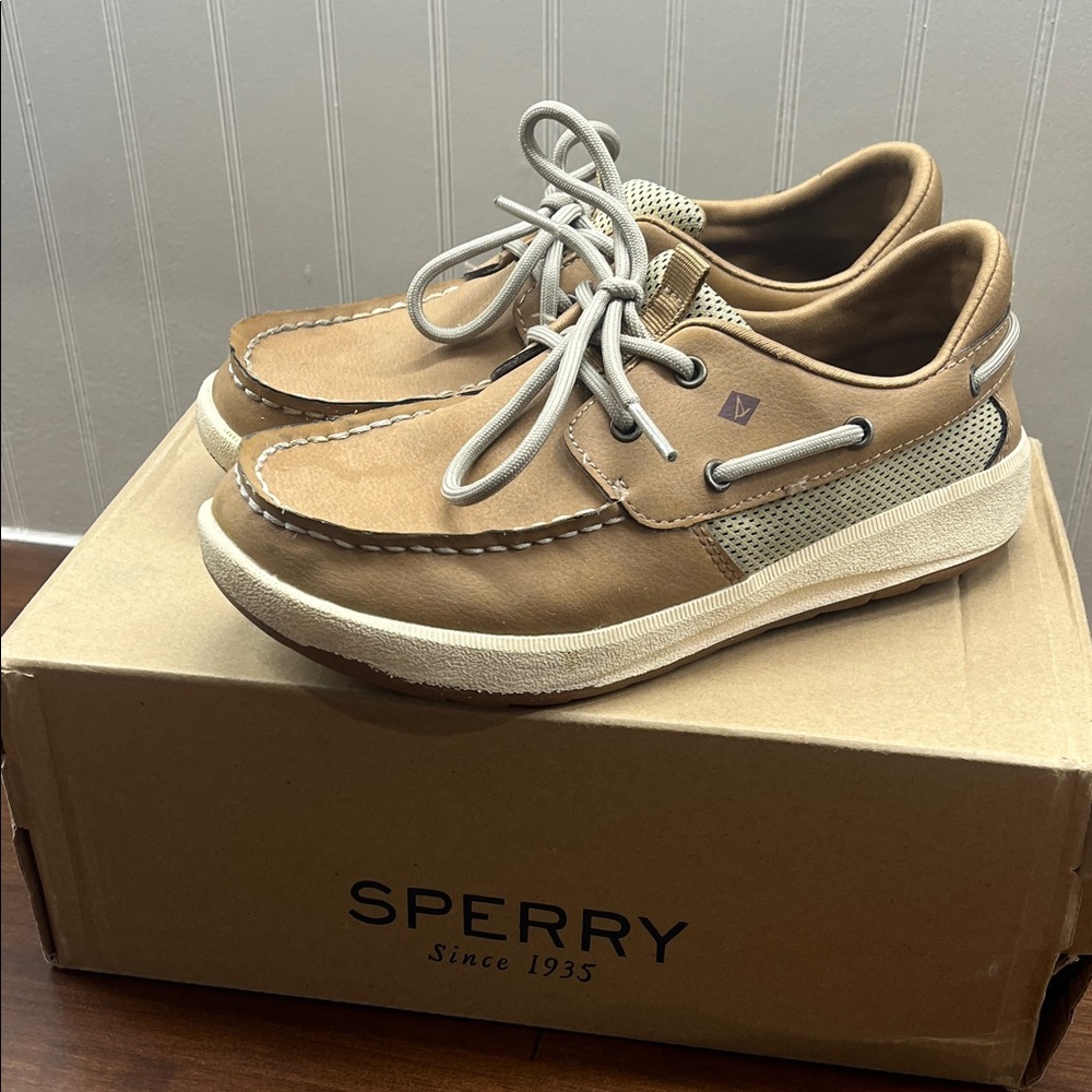 Sperry Youth Light Brown Plushwave Boat Shoes